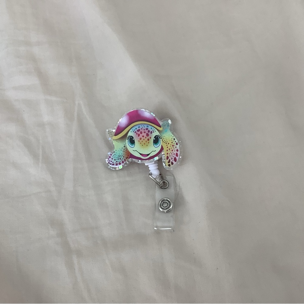 Cute Rainbow Sea Turtle Badge Reel
